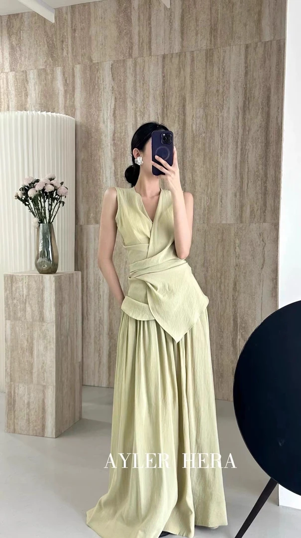 【两件套】轻熟风法式无袖显瘦上衣高腰长裙高级感时尚气质套装夏