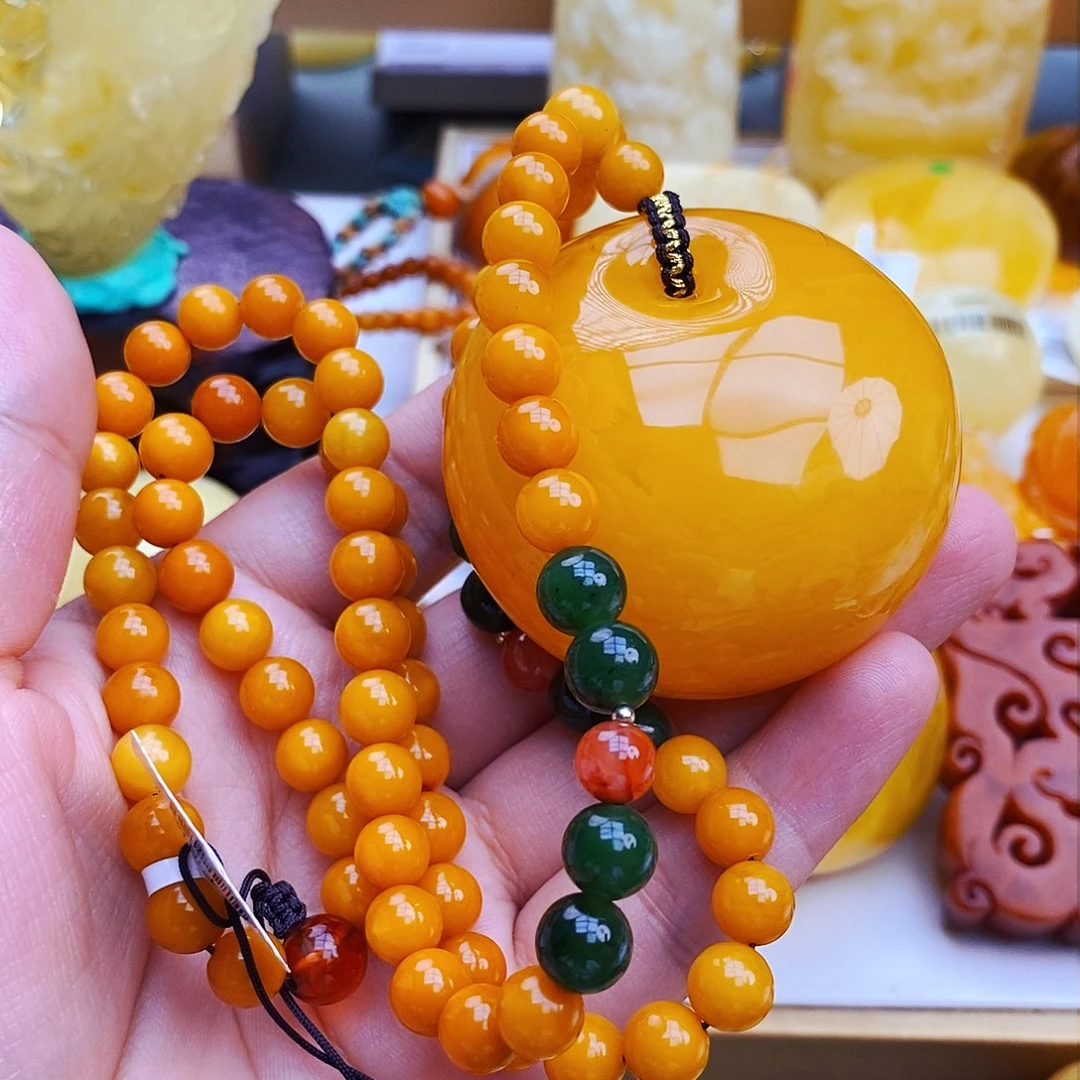 蜜蜡颈饰未镶嵌天然保真假一赔十