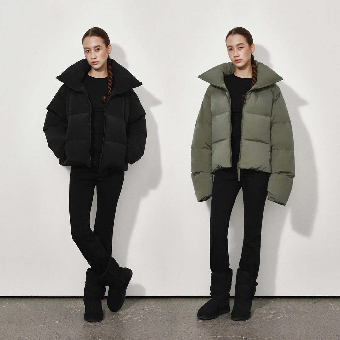 NUTH双面穿高领宽松羽绒服双头拉链加厚羽绒外套女 90白鸭绒