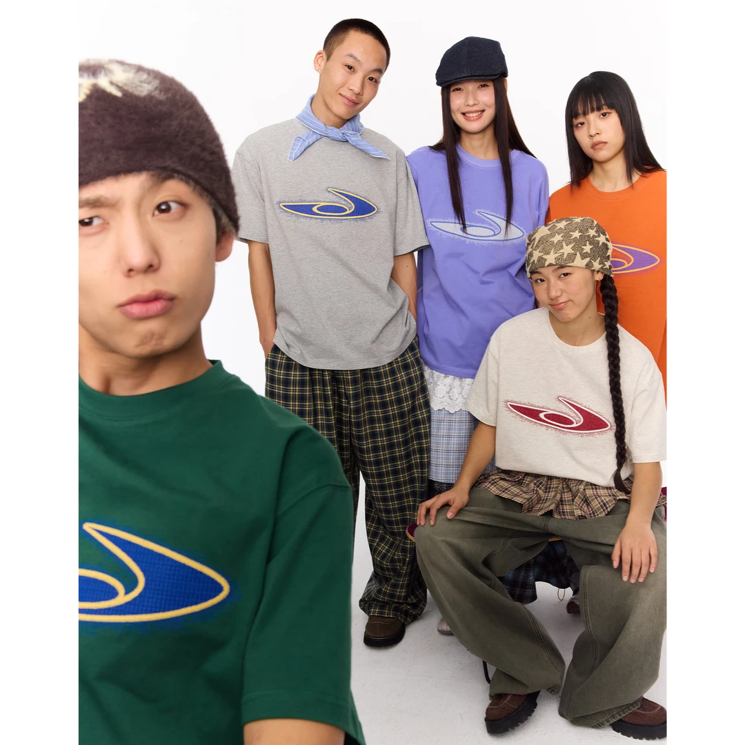 江南先生NewJNXS美式复古logo撞色刺绣短袖t恤夏男女情侣宽松上衣