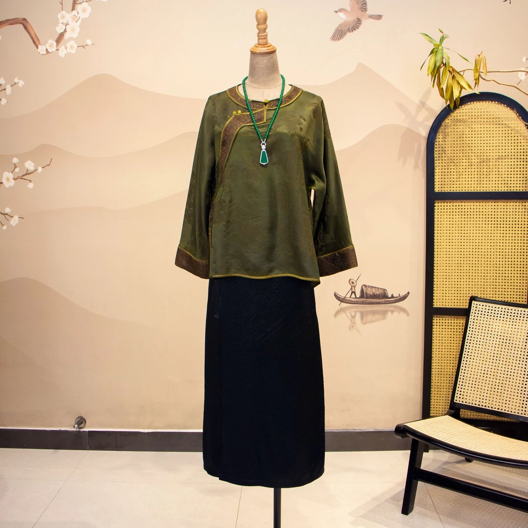 藤立香云纱绿色上衣褂