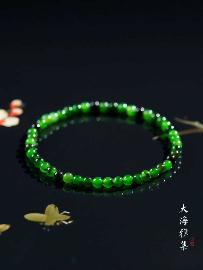 【新人必入】和田玉聚红皮手串3.5mm+  D3542