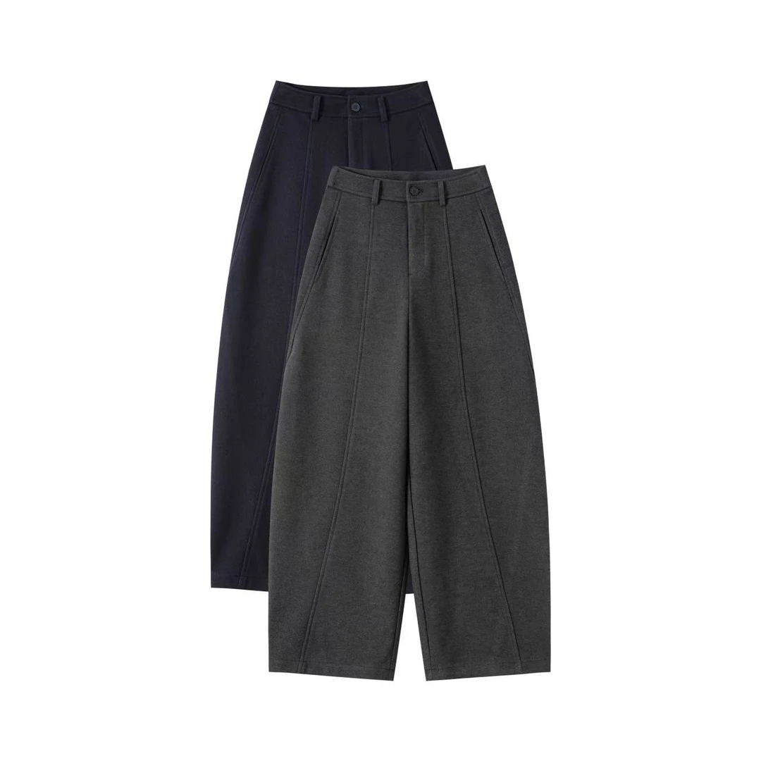 2025【冬季新款】宽松遮跨休闲微阔弯刀裤时尚毛呢九分暖冬微阔裤女