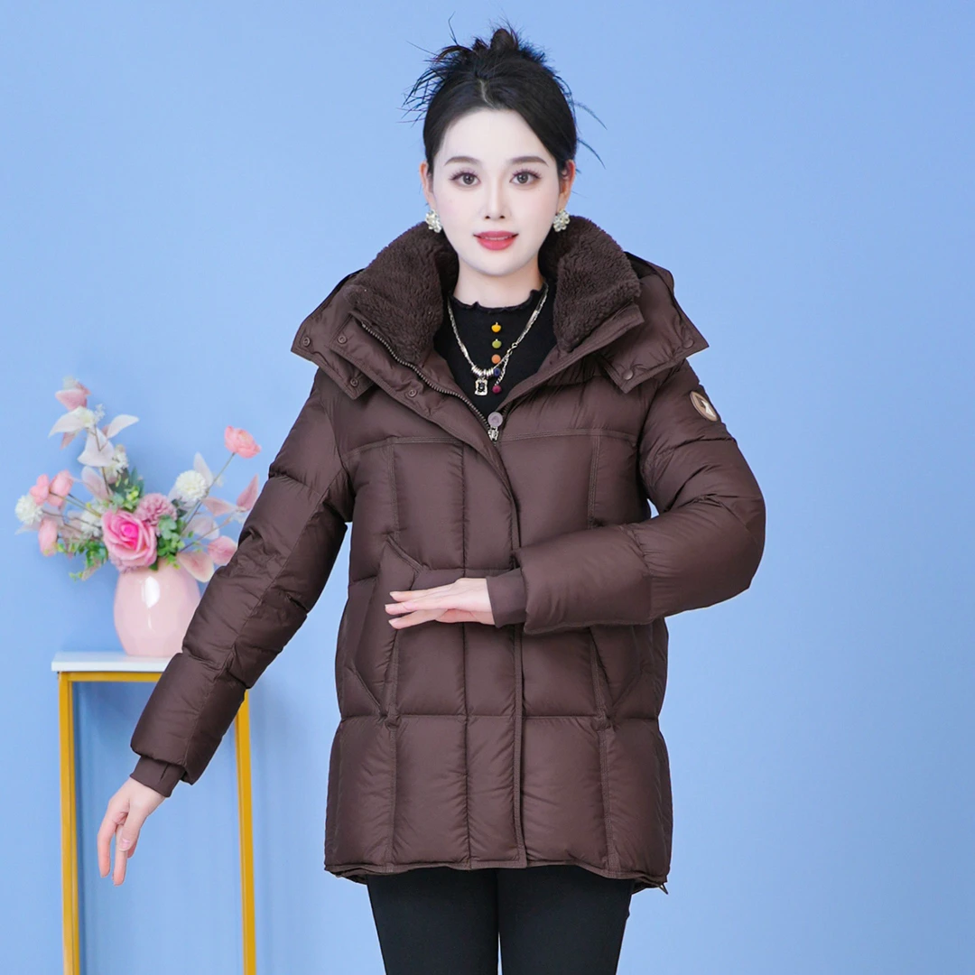 连帽气质保暖时尚加厚羽绒服新款宽松2025年冬季【SJYH5196】