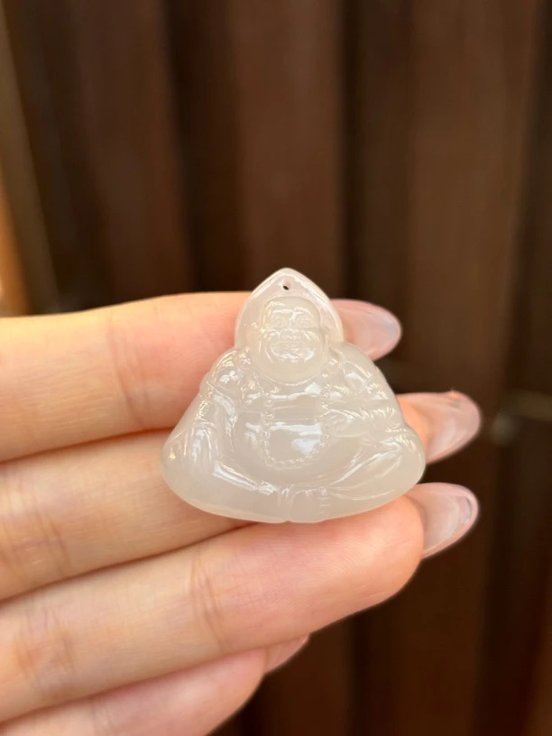 WT7066和田玉青海料佛公吊坠约27*28*10.7