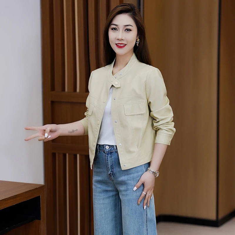 海宁皮衣正品女士春秋新款软皮短外套显瘦时尚洋气减龄百搭修身