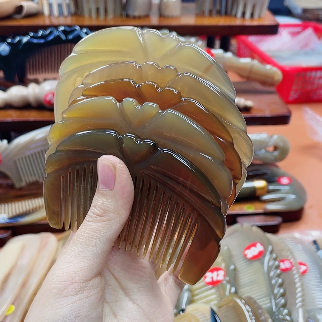 纯手工制作牛角梳小桃