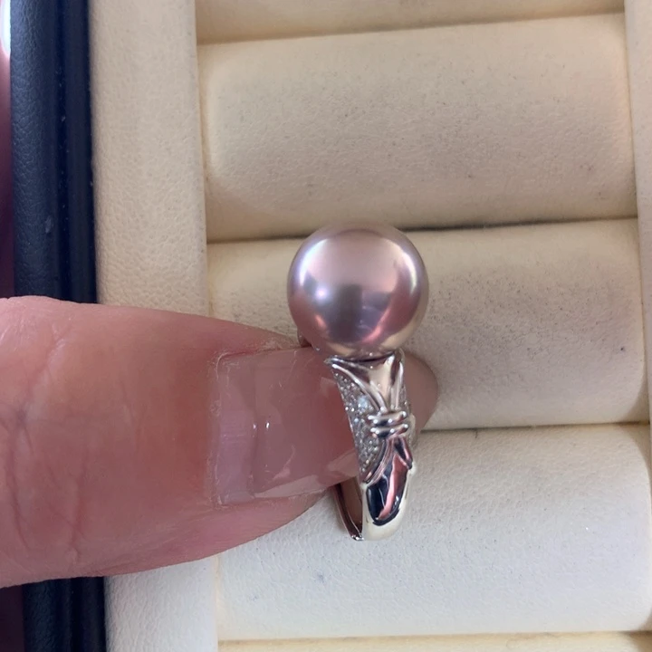 银S925镶嵌戒指淡水珍珠