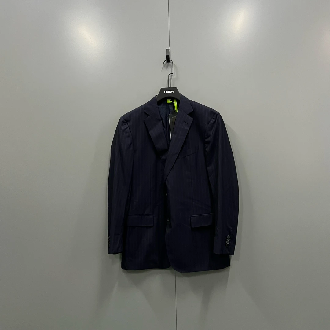 99新 ZEGNA jp1214 杰尼亚 藏青色条纹西服 54码 607618