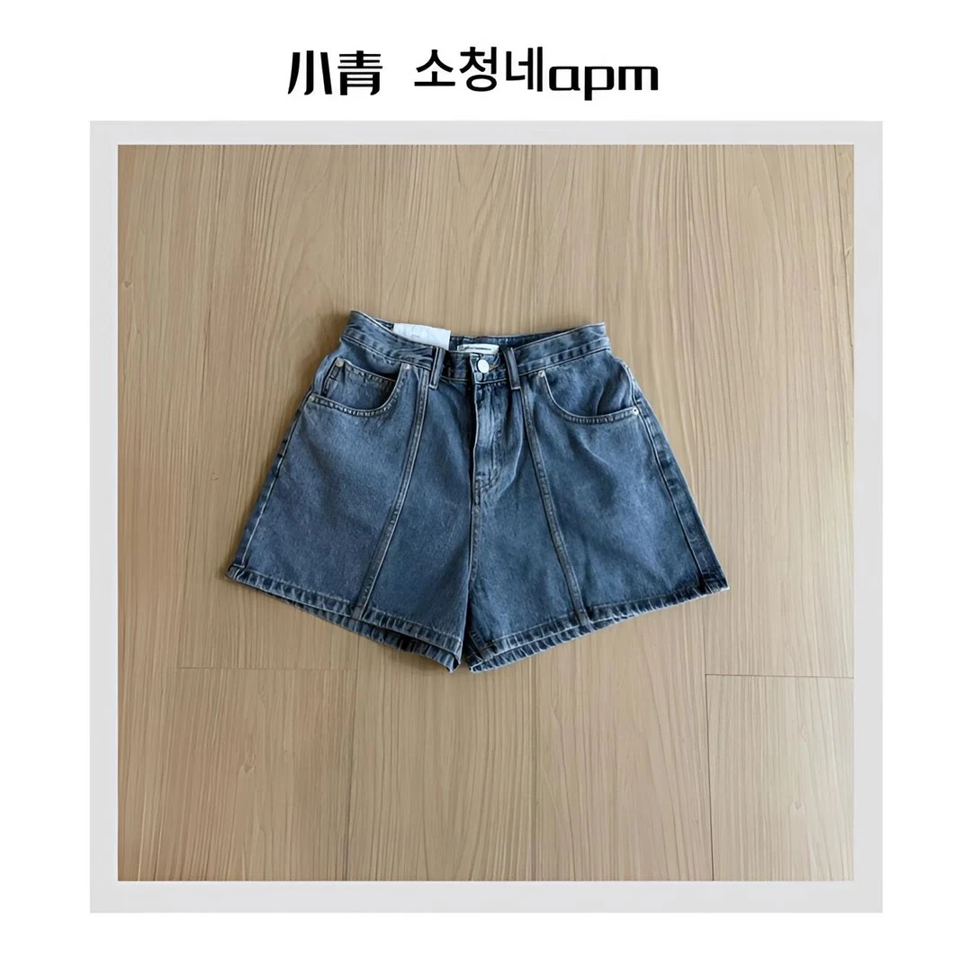 韩国东大门 SELF/202线条牛仔短裤