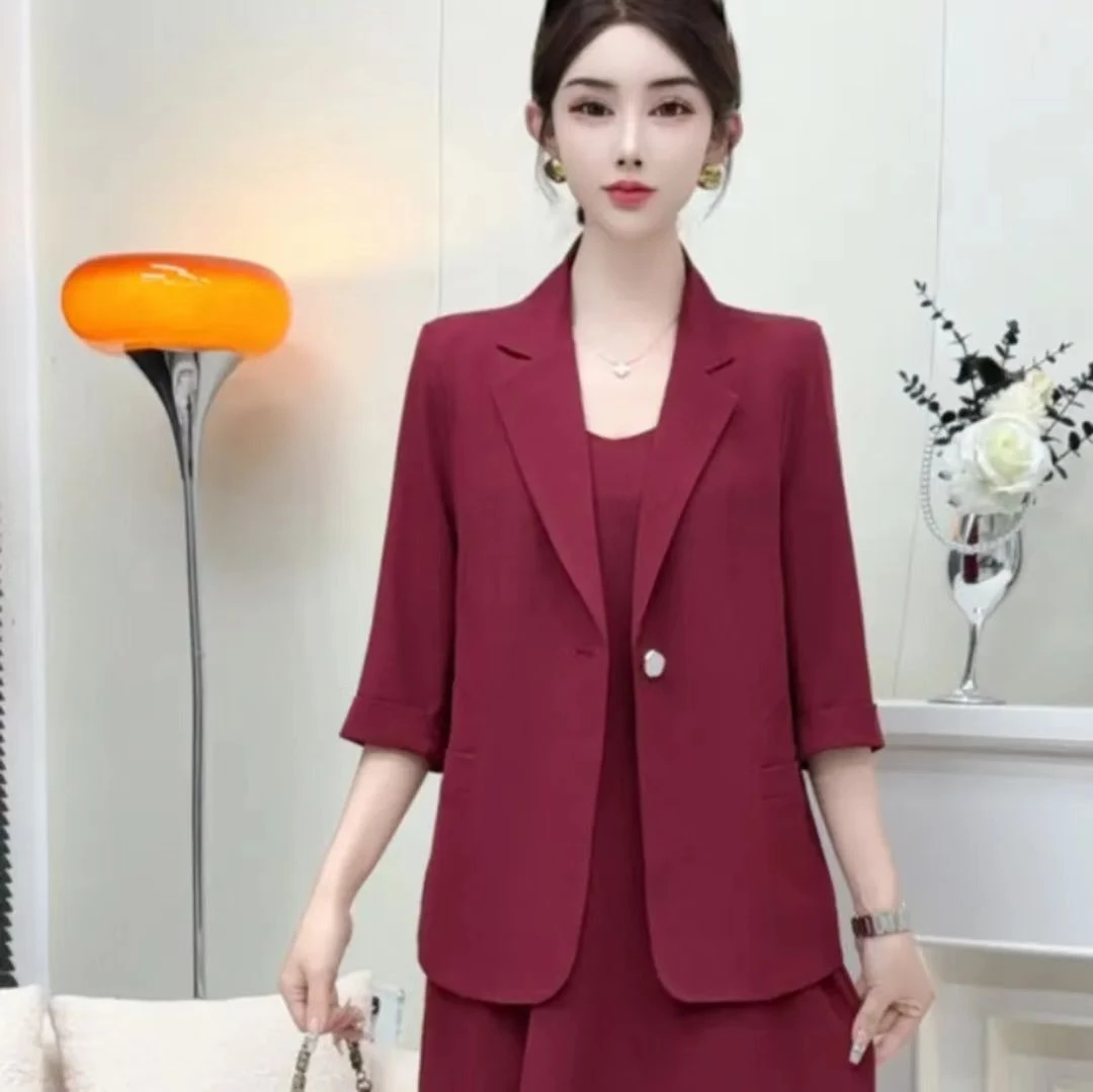 新款夏季薄款百搭修身洋气减龄小西装外套129