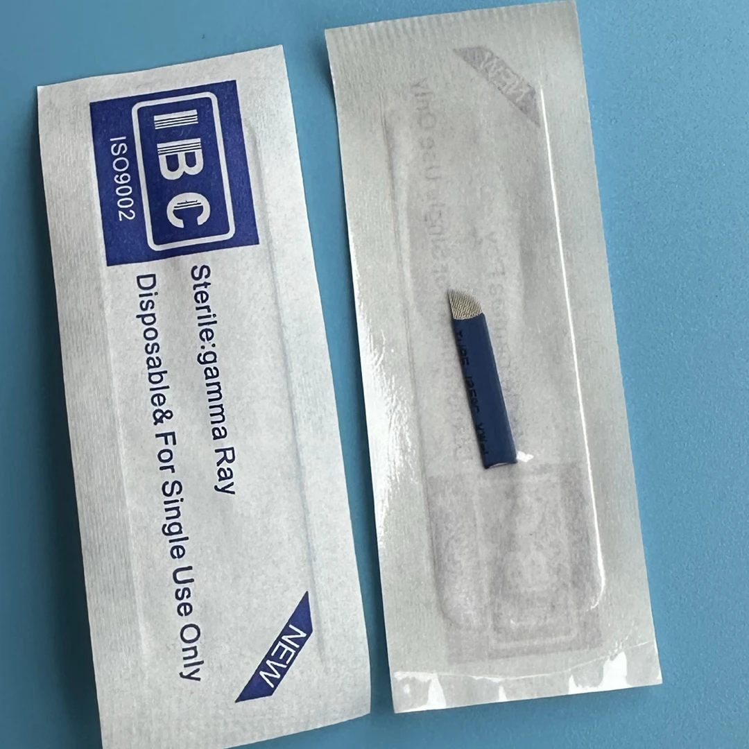 IBC蓝皮纹绣针片超锋利0.18针手工美瞳线针片中国蓝线条眉20个装