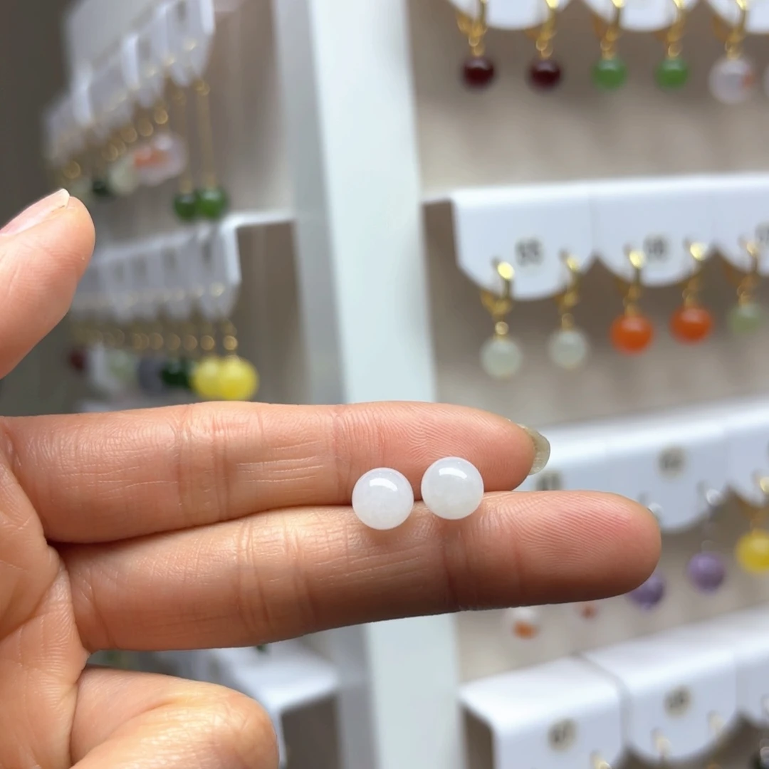 和田玉耳饰银S925镶嵌2