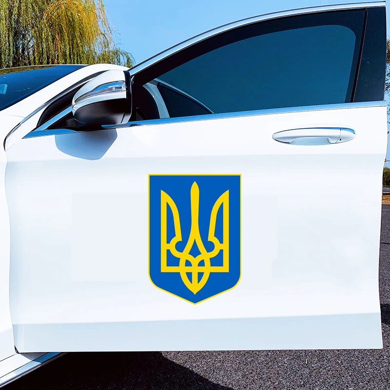 乌克兰Ukraine国家标志三叉戟车贴汽车个性化立体贴纸电动车贴纸