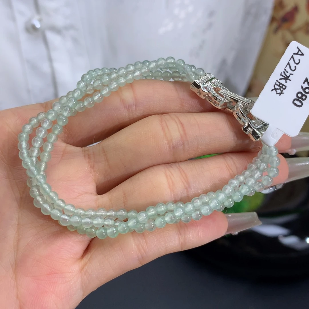未镶嵌手链翡翠卡3.2冰种晴手串