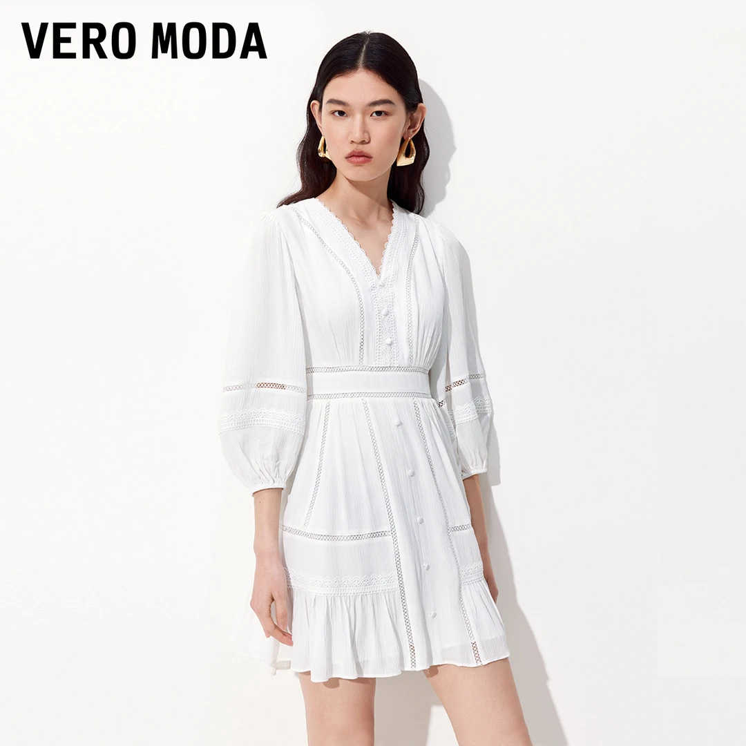 Vero Moda连衣裙【匠心高定·蕾丝花】镂空气质千金氧气裙32527C006