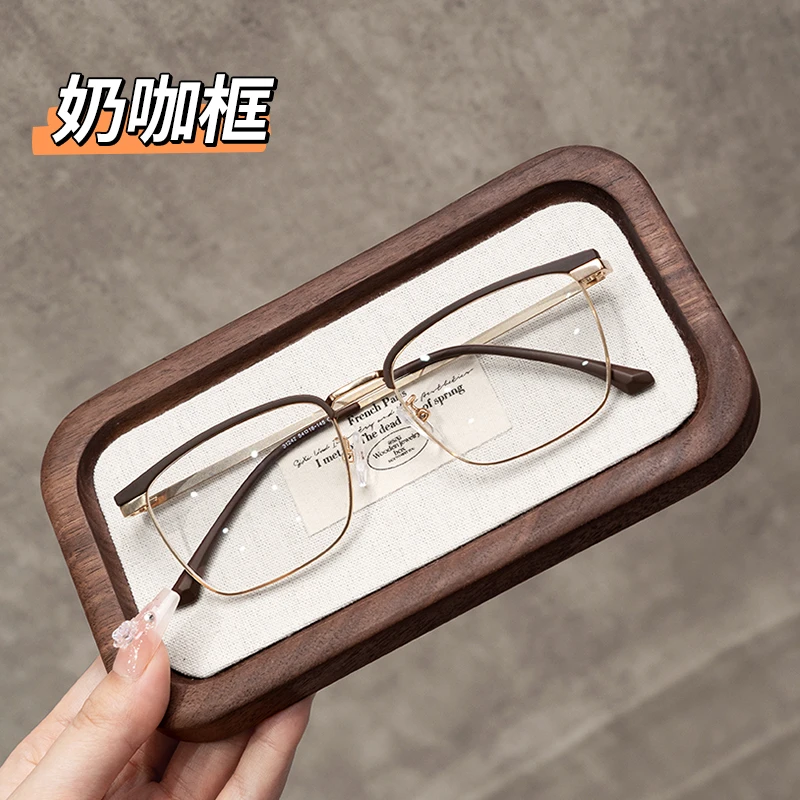 帝格勒斯文痞帅半框近视眼镜男款防蓝光可配度数高级感大脸眼睛架