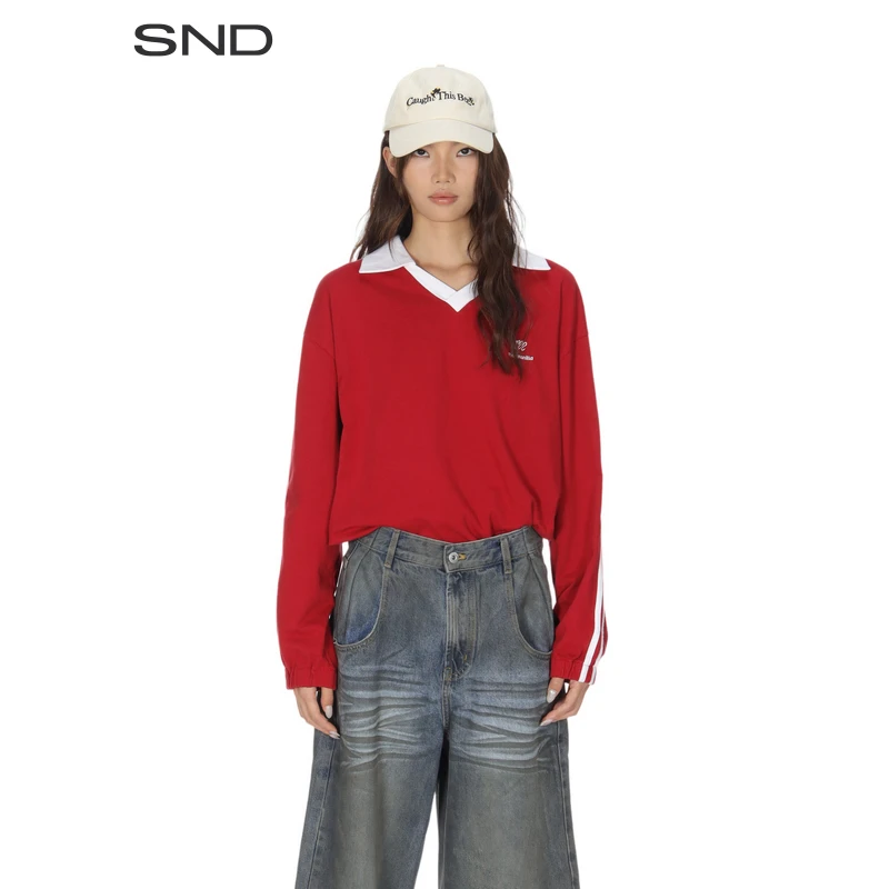 【MANZANILLA 设计师品牌】SND AW25 双杠撞色刺绣T恤
