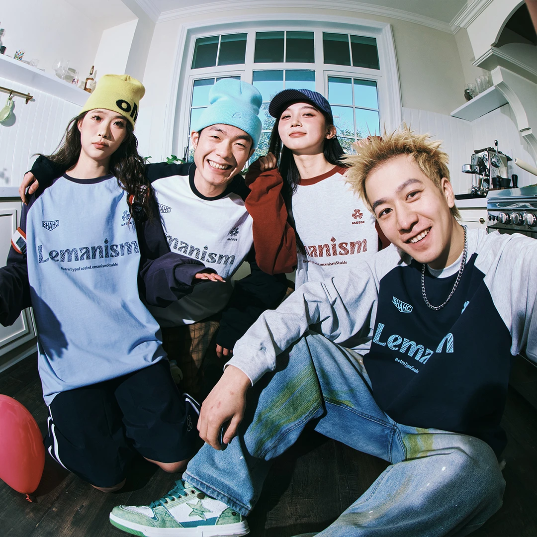 lemanism270g重磅铅笔手绘字母长袖T恤男2025春情侣棉打底体恤