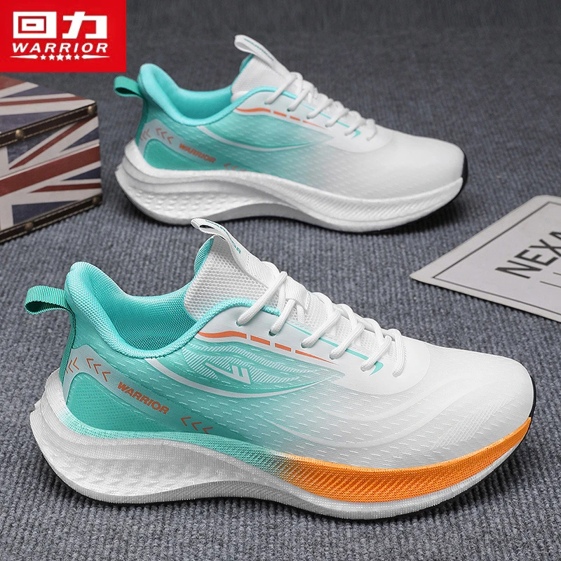 回力运动风网面鞋纯色跑步男鞋夏季学生休闲飞织透气减震轻便百搭