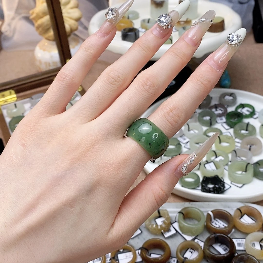 未镶嵌戒指和田玉z42碧玉墩墩17.7