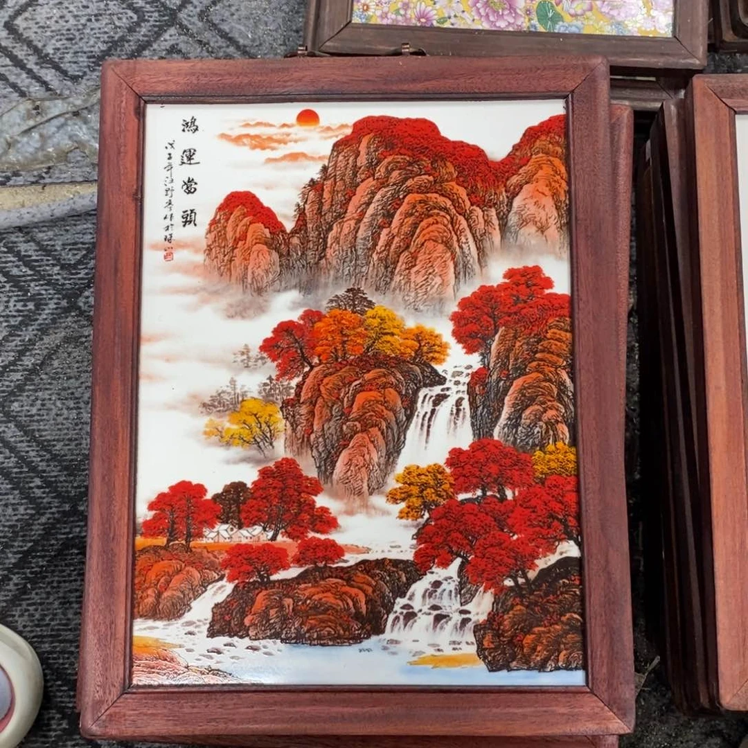 瓷片37*28 景德镇瓷板画柴窑烧制