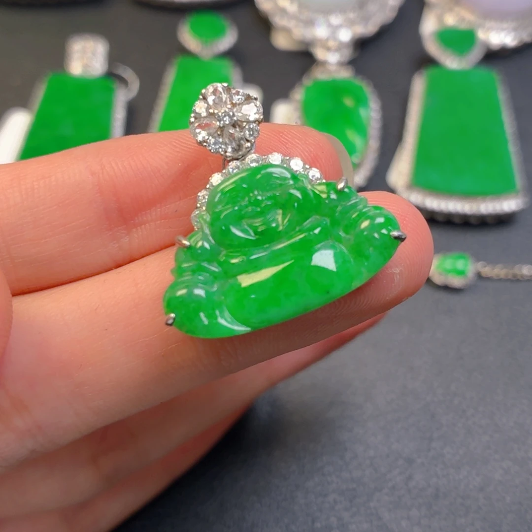 翡翠银S925镶嵌吊坠(不含链)