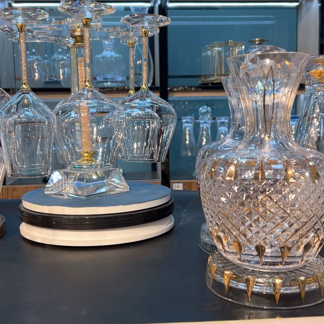 水晶玻璃手柄款描金420红酒杯套装