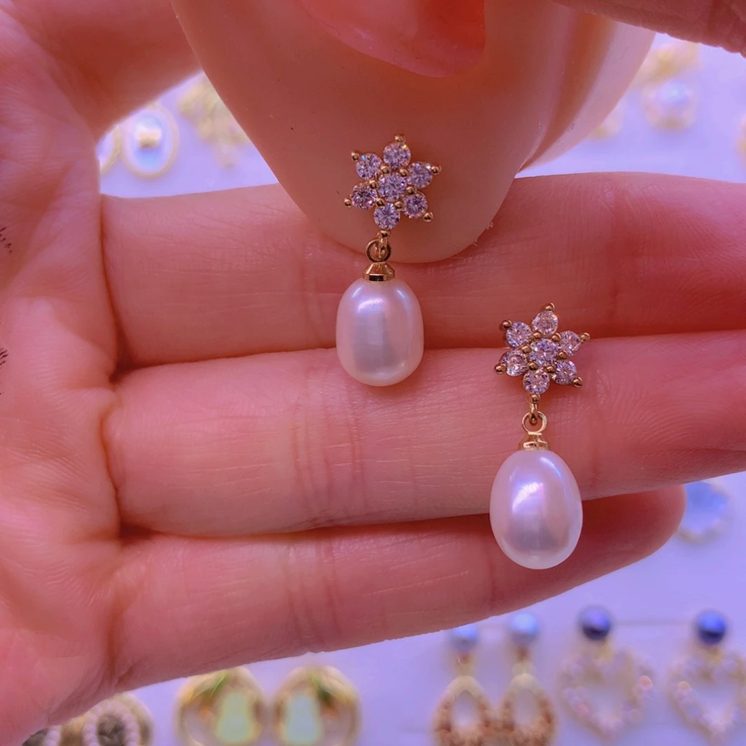 淡水珍珠耳饰合金