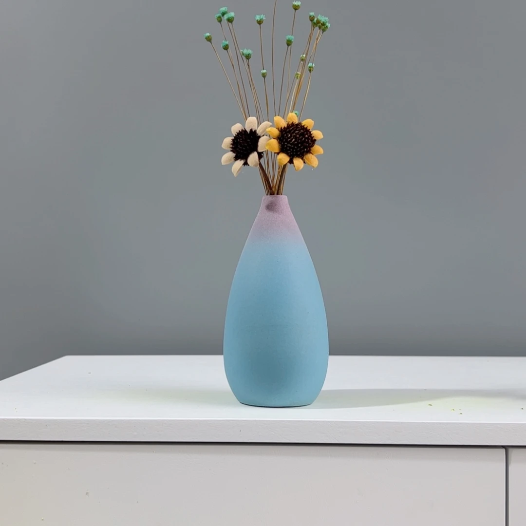 摆件陶瓷小花瓶摆件含花总高约20-30cm