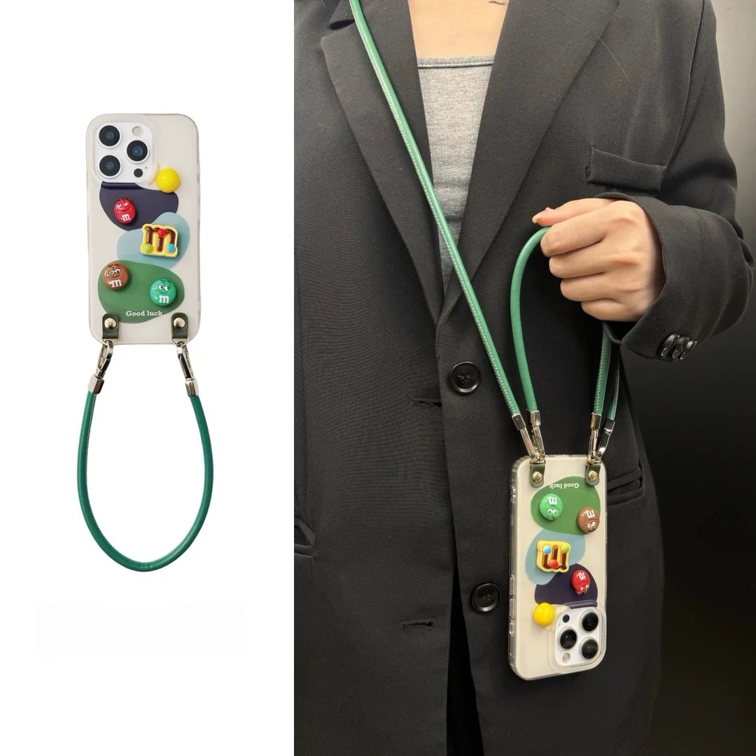 趣味黄绿蓝色块m豆手提适用iphone16pro手机壳苹果15promax新14