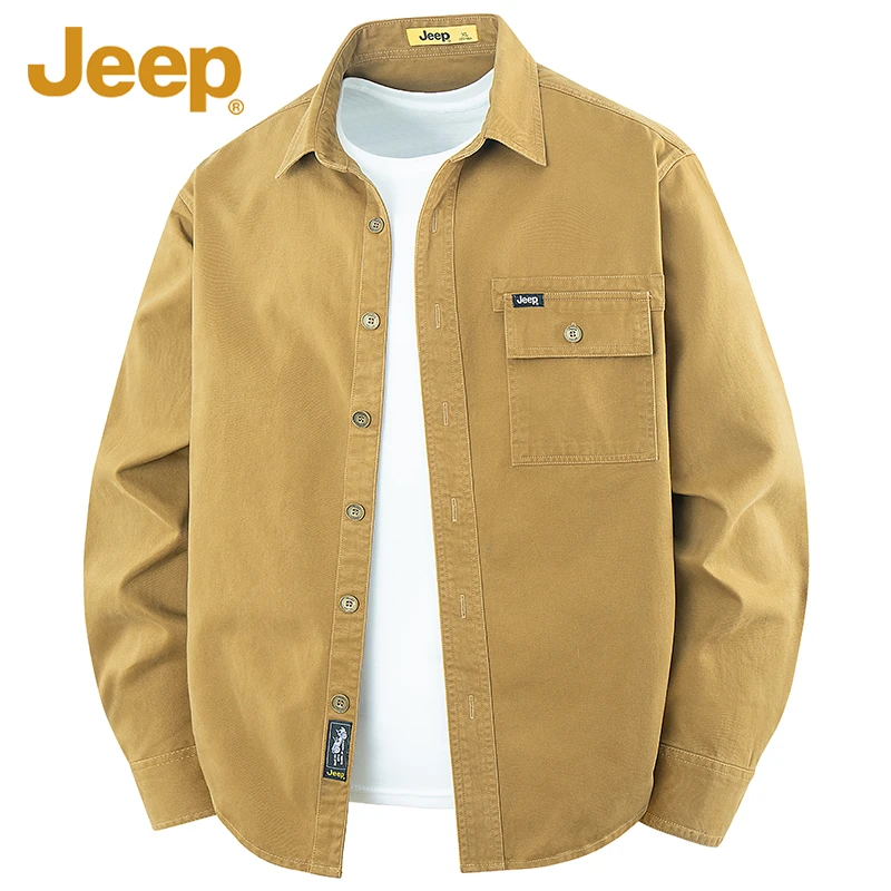 Jeep吉普专柜同款2025春秋新款长袖衬衫男士休闲宽松百搭工装衬衣