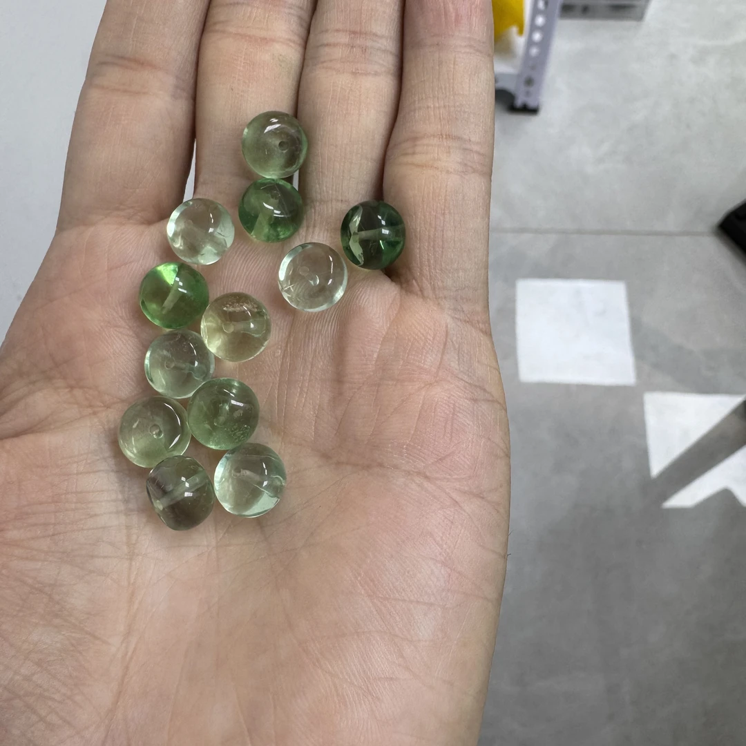 天然绿萤石算盘珠隔珠单颗卡6*9mm