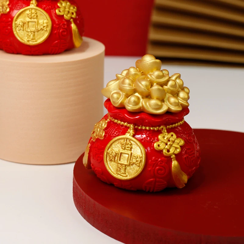 新年摆件百字福袋钱袋桌面装饰摆件车载饰品树脂工艺品