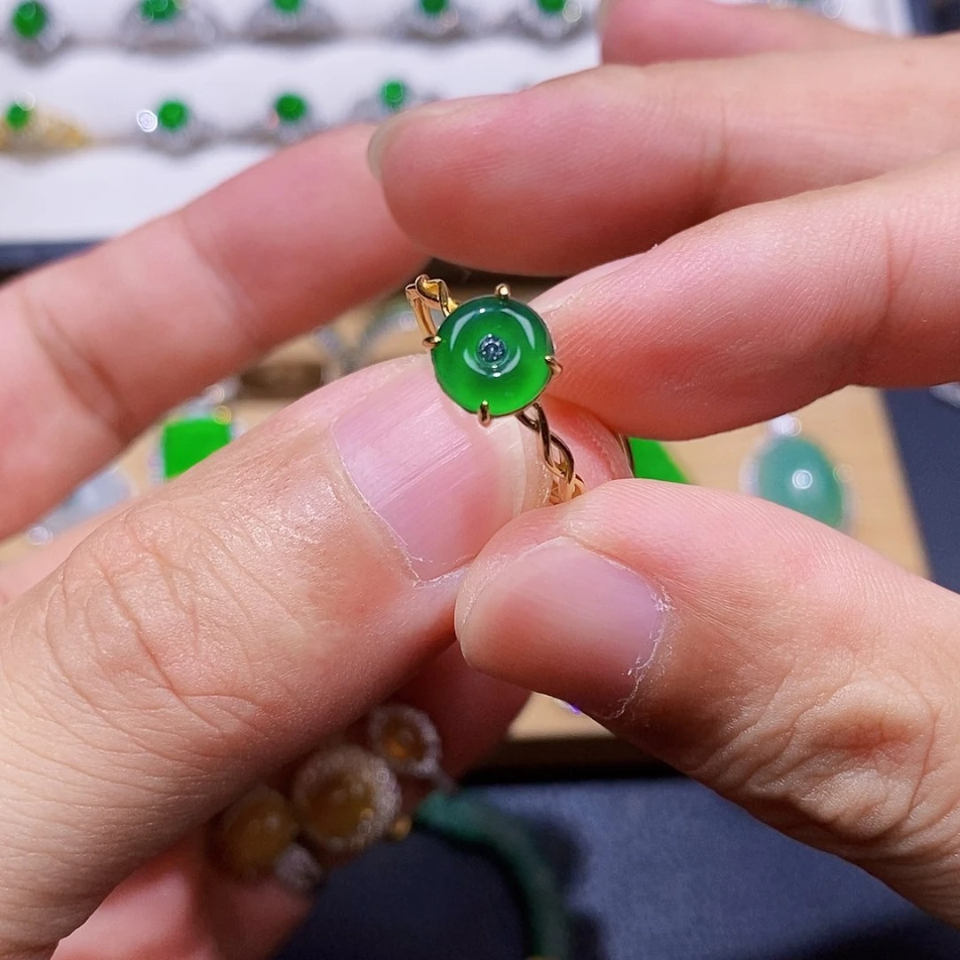 银S925镶嵌戒指翡翠戒指