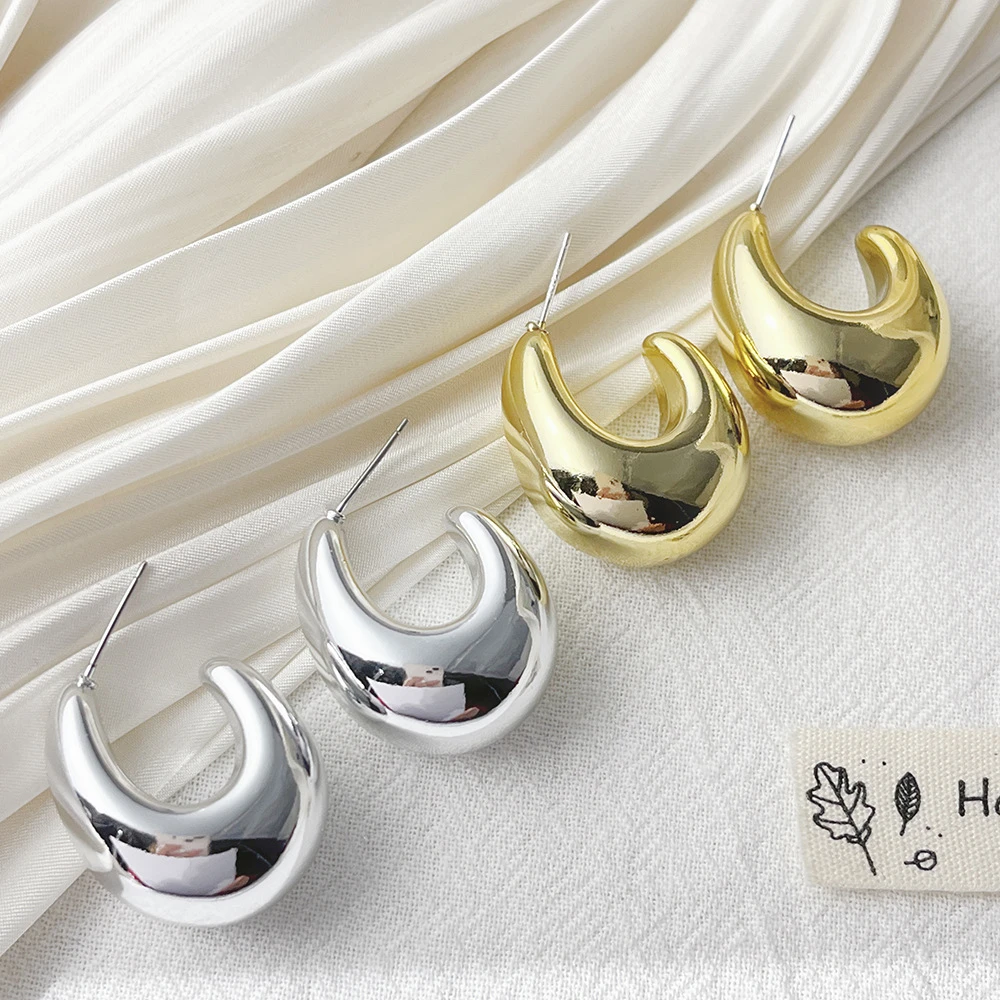 铜合金耳饰 S925银针高级感金属小众水滴耳钉轻奢欧美气质简约小