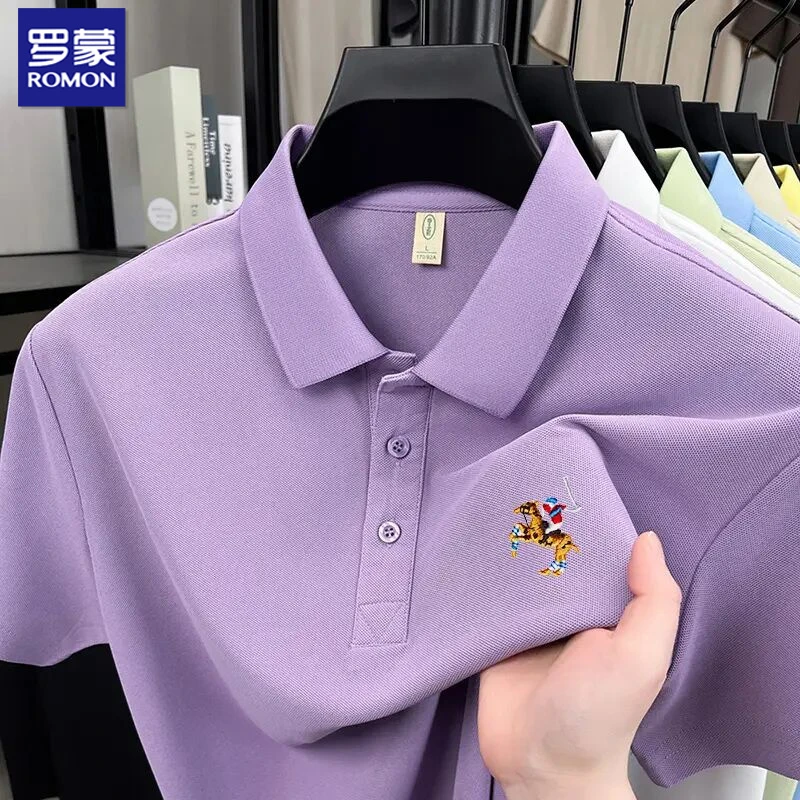 罗蒙清爽透气翻领polo衫男士夏季新款短袖T恤夏罗蒙夏季短袖Polo
