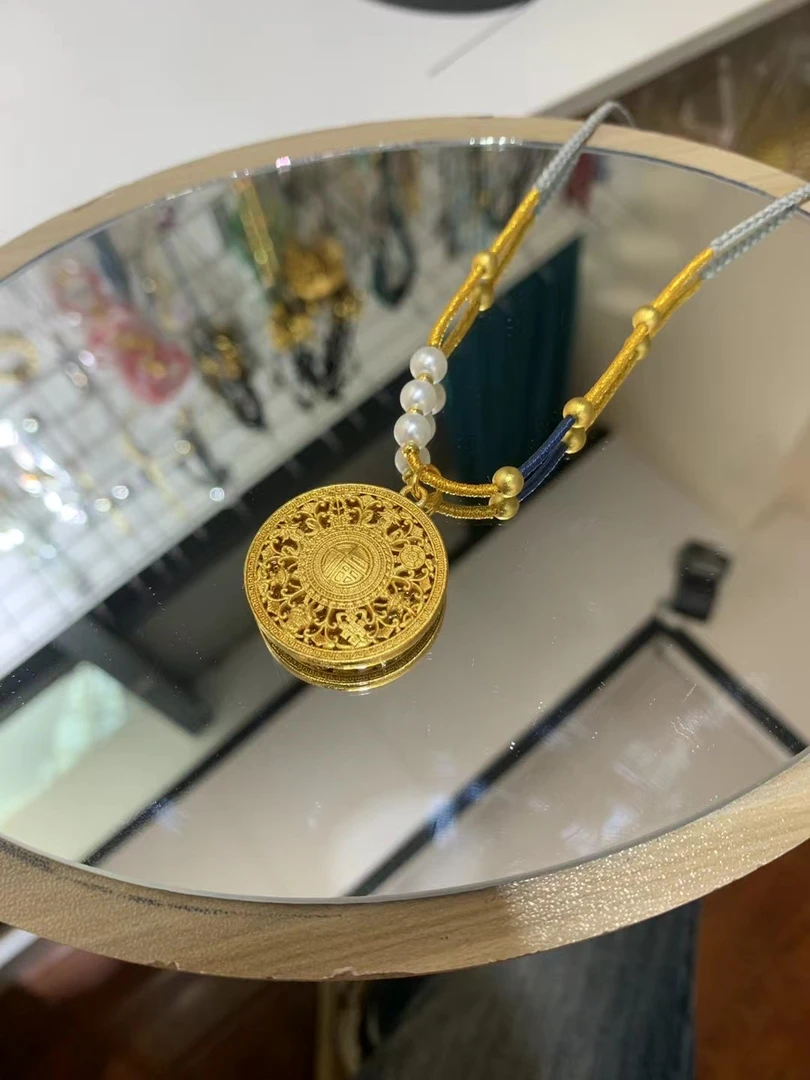 布艺项链 （田田推荐）天空蓝编绳配卐福八宝罗盘9019