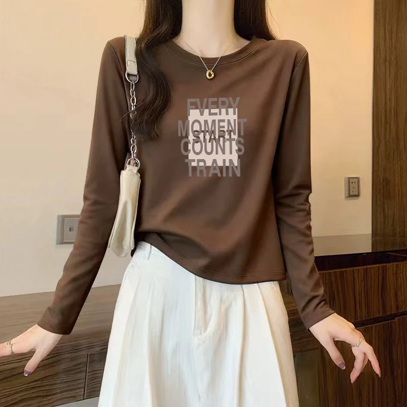 2025新款设计感正肩内搭长袖t恤女百搭设计感上衣打底衫春秋冬季