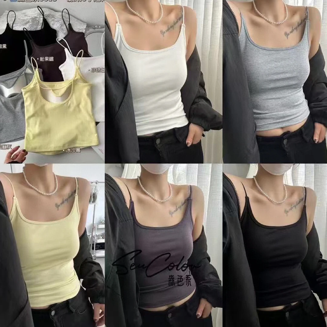 【维维66女装精选】美背吊带背心带胸垫显瘦