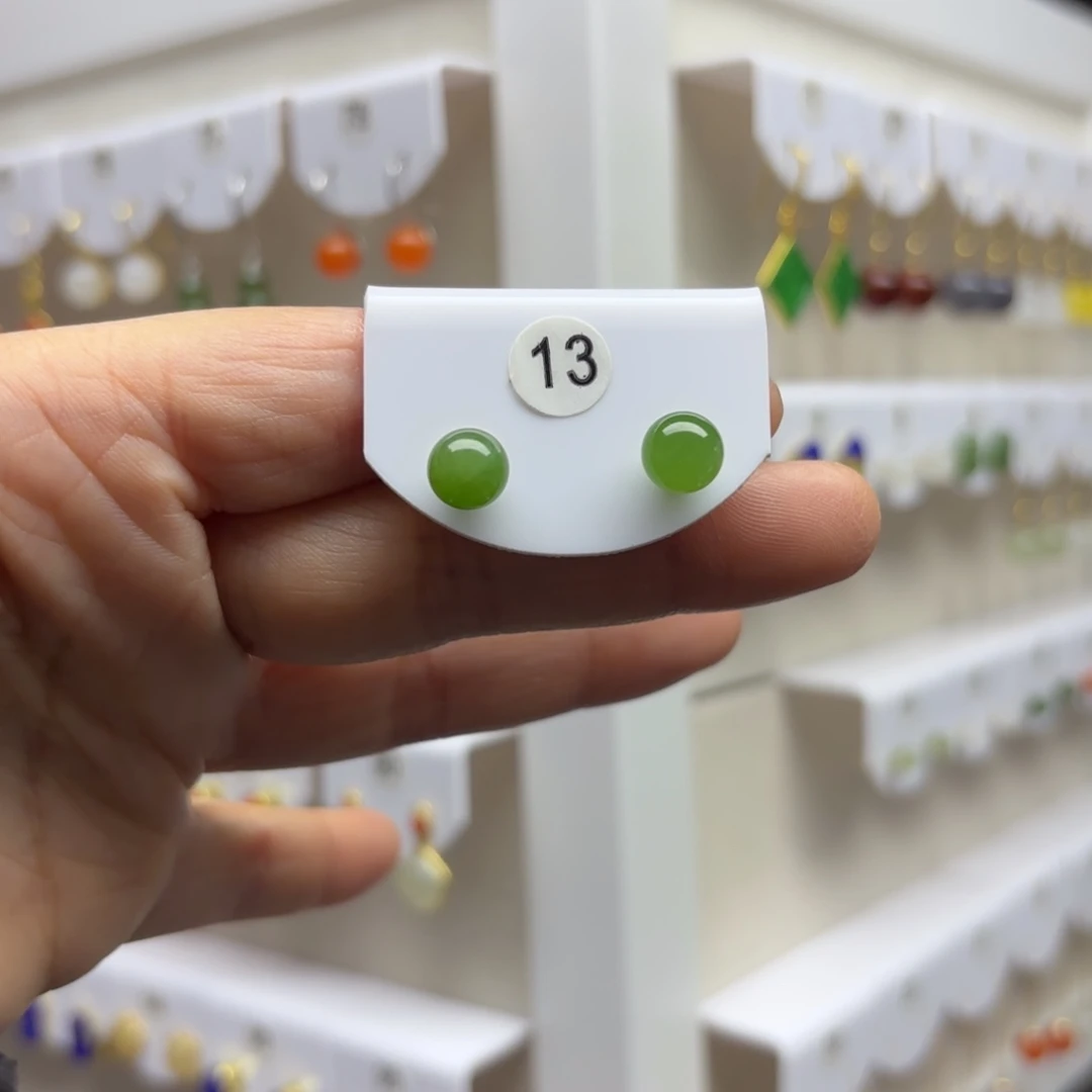 和田玉18K金镶嵌耳饰