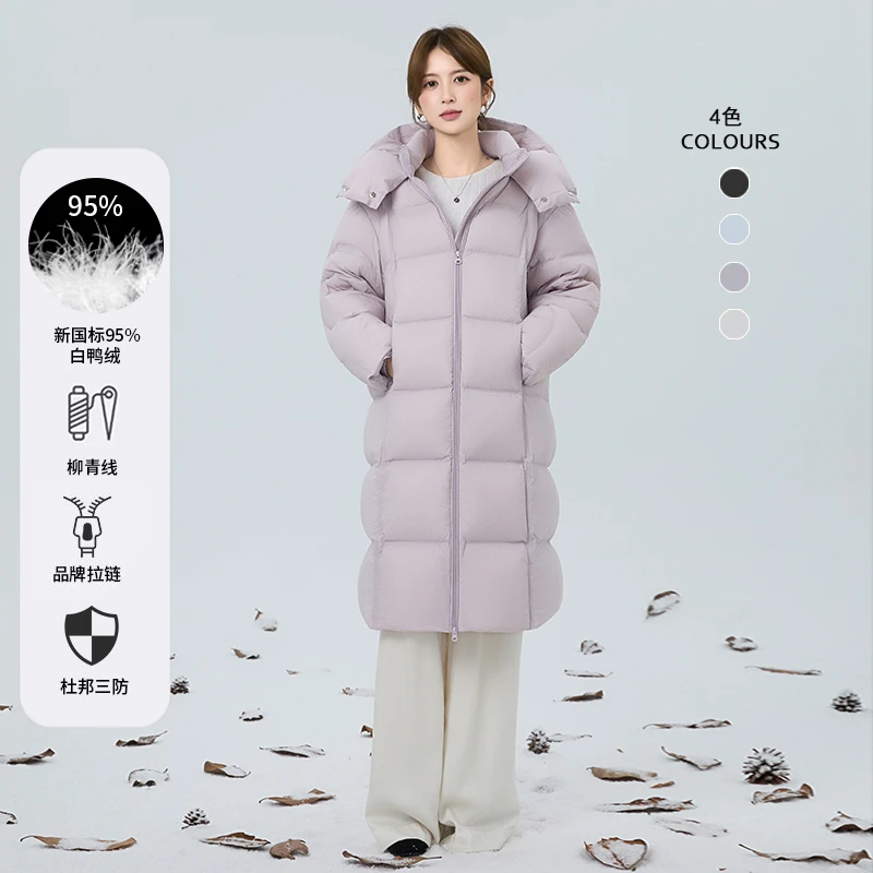 简若95白鸭绒羽绒服女中长款2025年冬季新款加厚宽松云朵泡芙显瘦