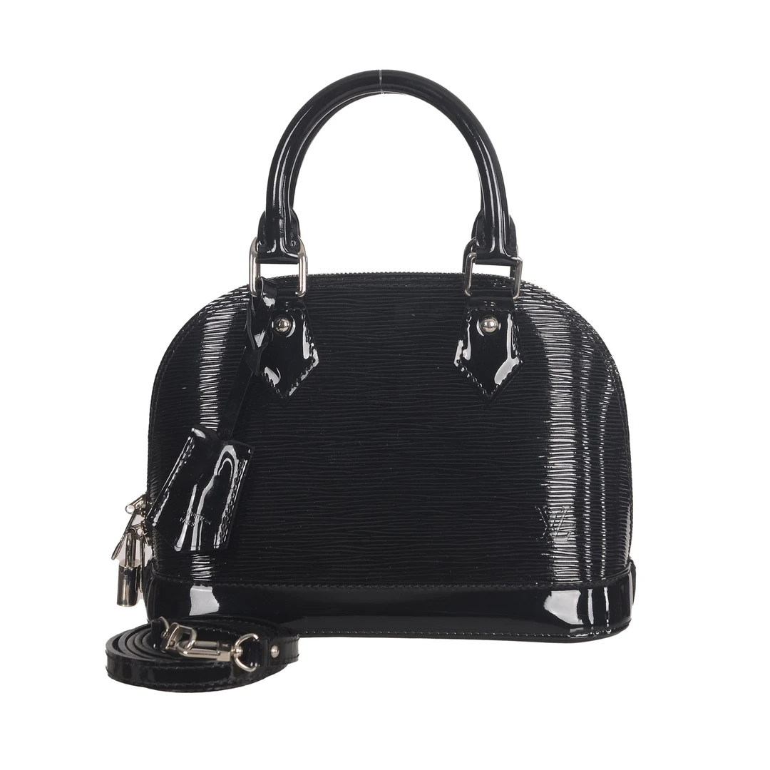 99新 LouisVuitton/路易威登 alma bb 黑银贝壳单肩包