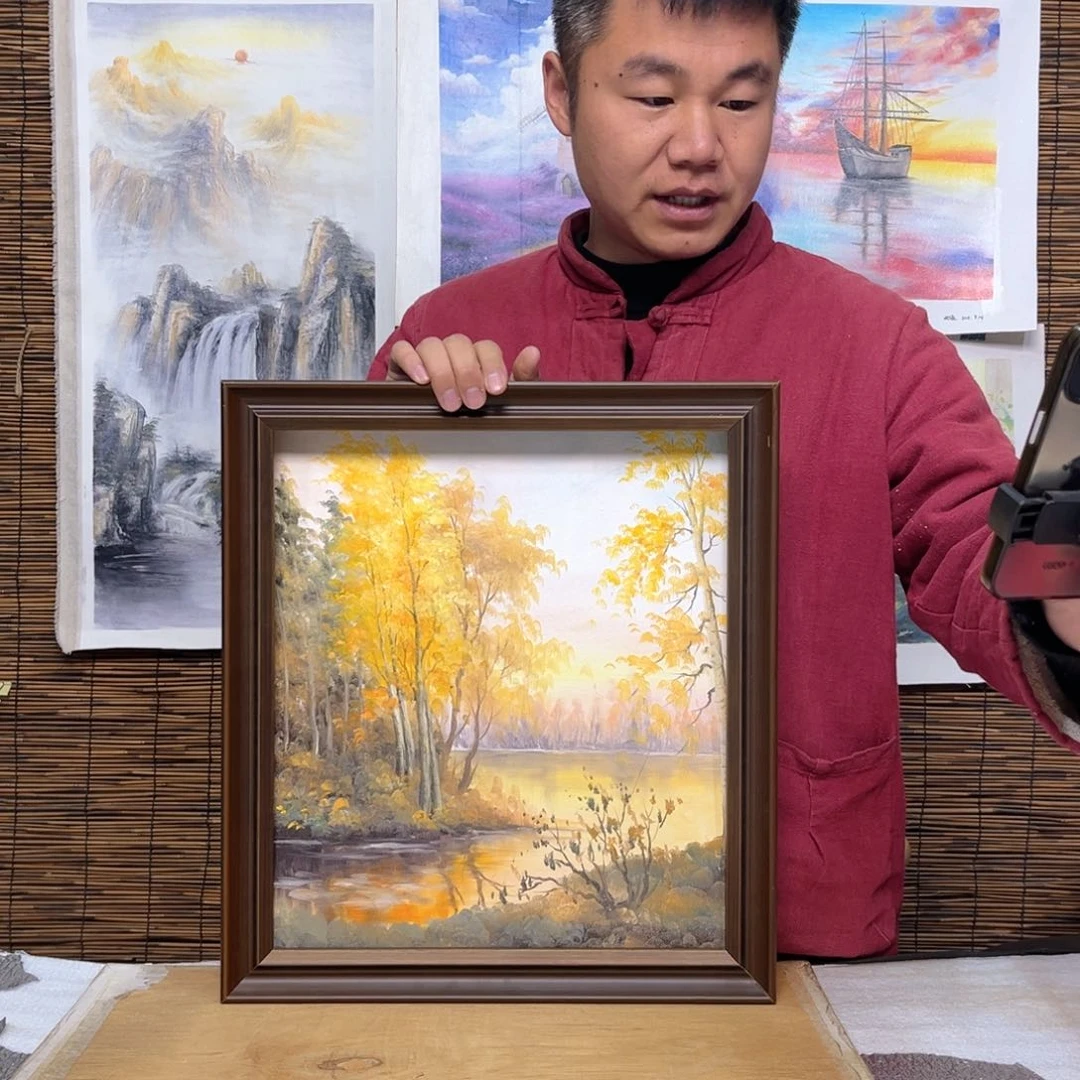 油画行路人小院绘画作品竞拍成功