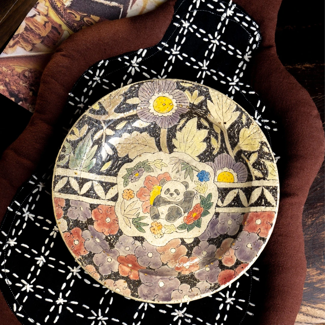 大炮家 | 万花紫花拼接画熊猫圆盘