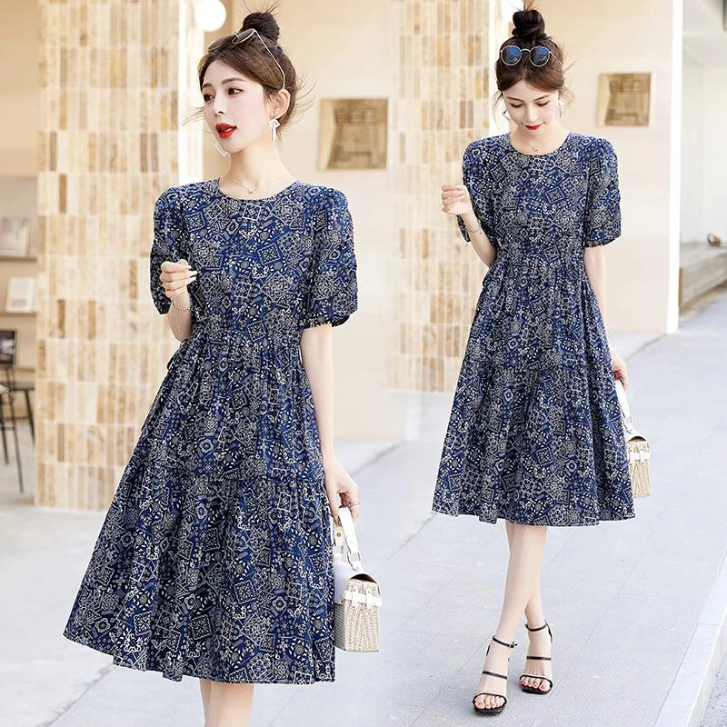 COS MOCO UR复古印花棉混连衣裙女夏2025新款高级感收腰显瘦时