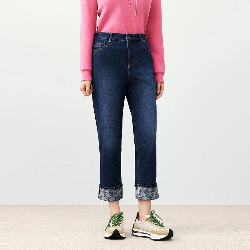 【婷婷专属】珂莱蒂尔通勤高腰百搭显瘦阔腿直筒牛仔裤休闲长裤女