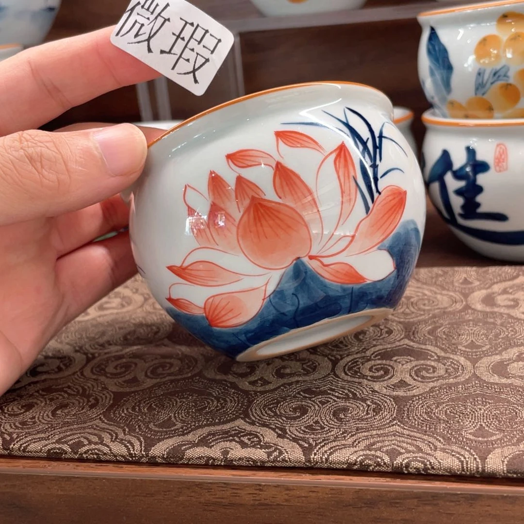 釉下手绘茶具微瑕