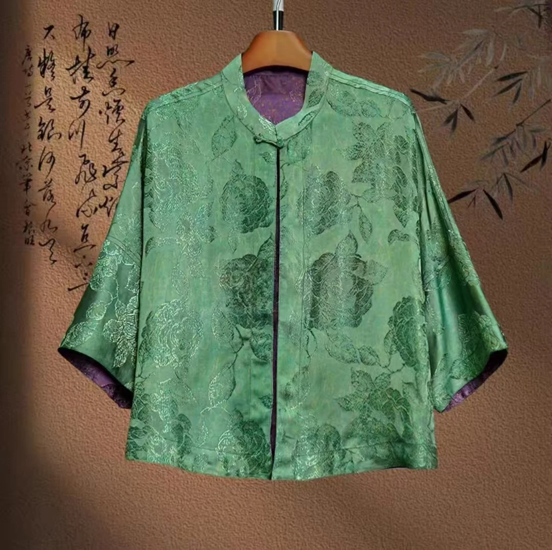 【思琪精选】青梧锁春凝翠色，古纹承韵漾流光 双面穿上衣AL0001