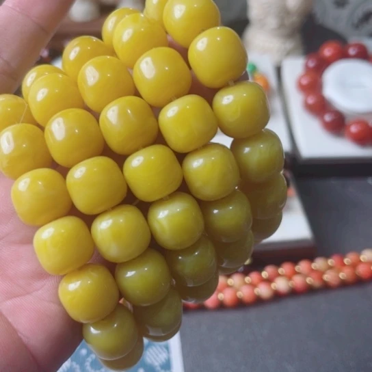 木头蜜蜡卡1.4黄色桶珠